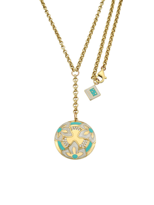 3 Flowers Blue Kolye